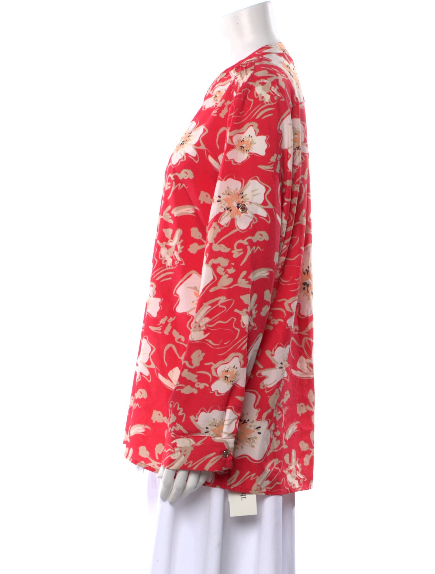 Karl Lagerfeld Floral Print V-Neck Blouse