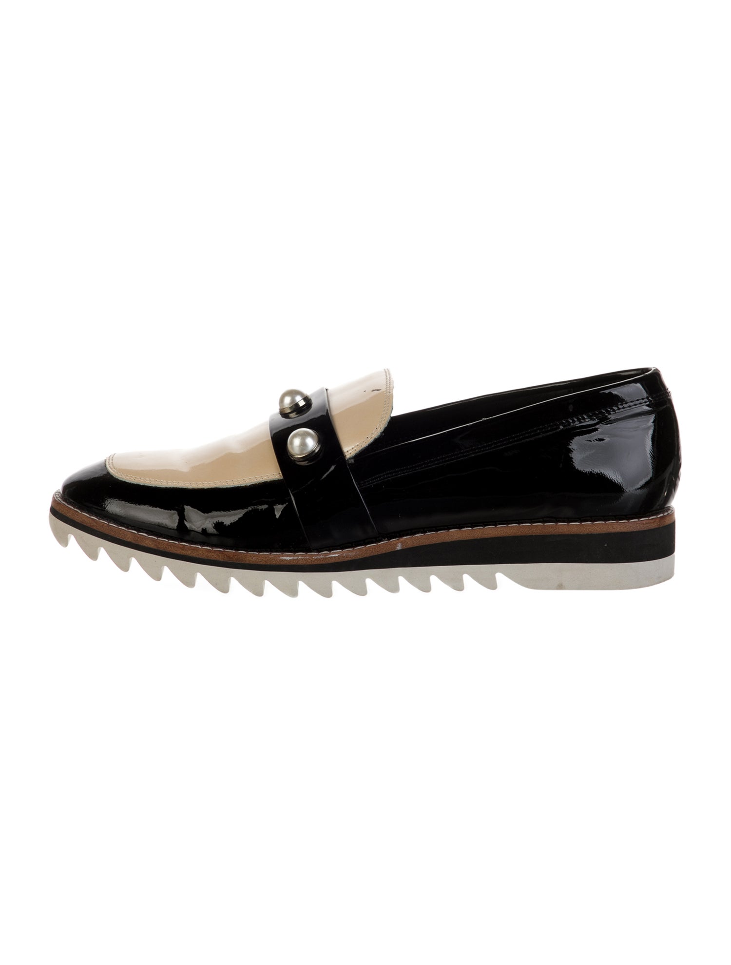 Karl Lagerfeld Patent Leather Beaded Accents Loafers