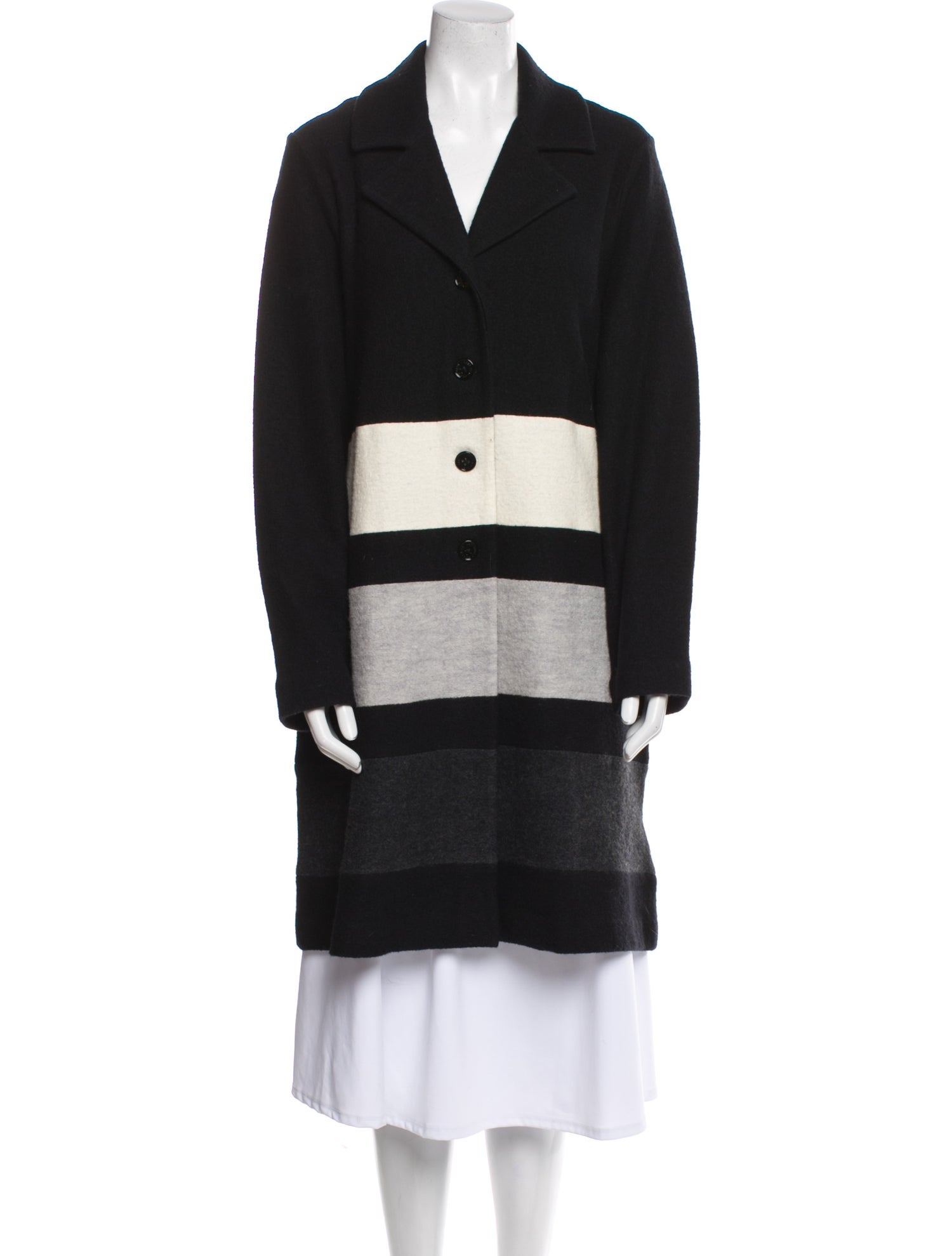 Karl Lagerfeld Wool Striped Peacoat