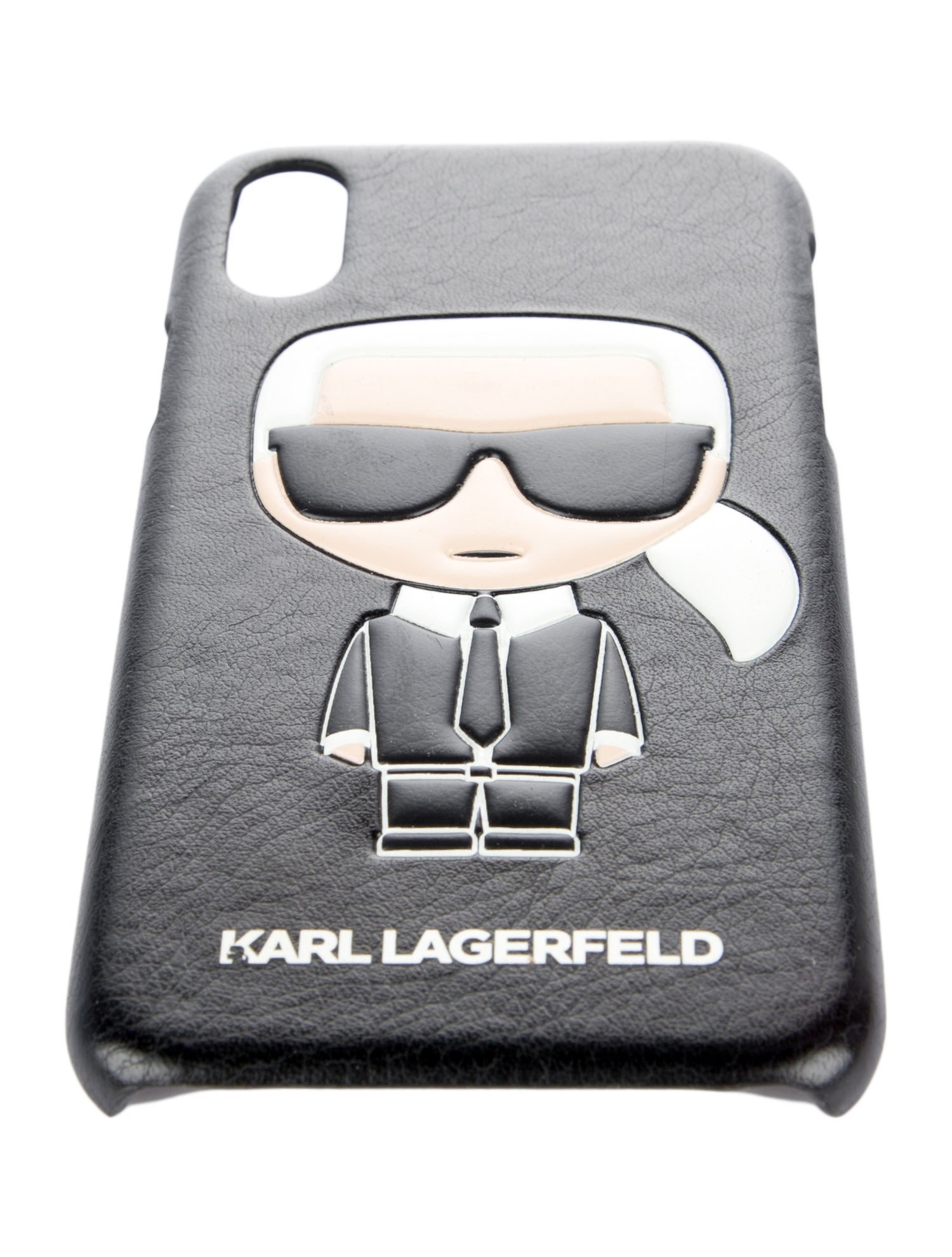 Karl Lagerfeld Black pattern print leather phone case w/Tags
