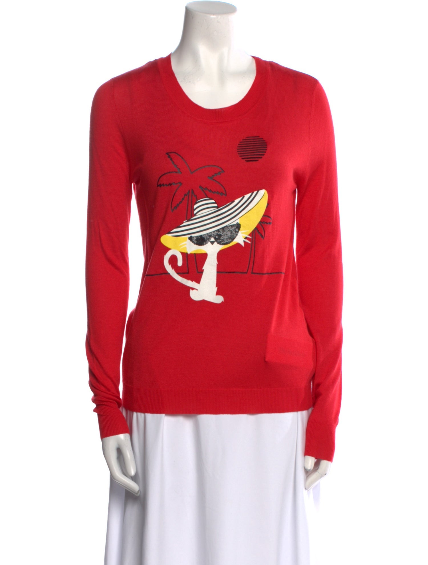 Karl Lagerfeld Merino Wool Graphic Print Sweater