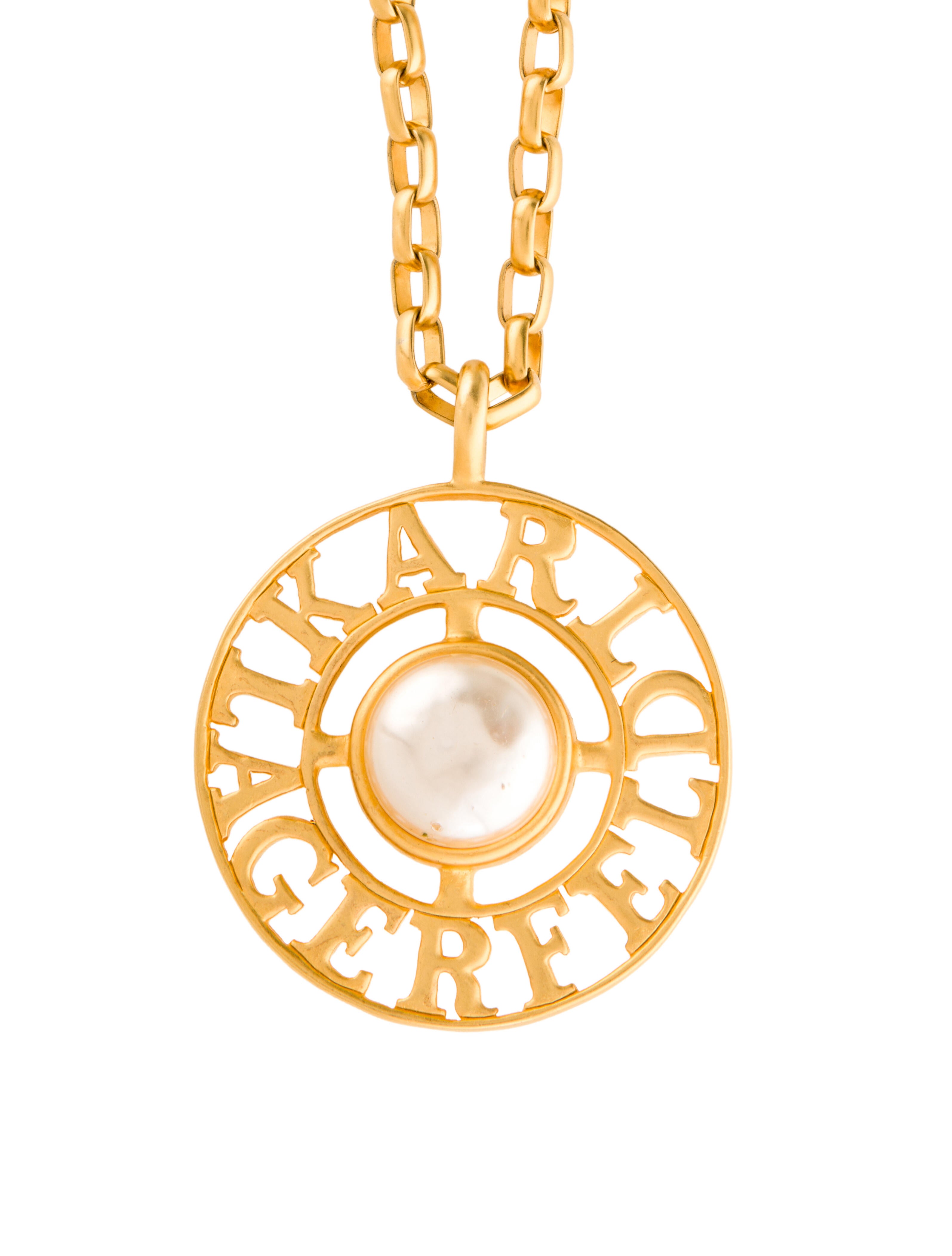 Karl Lagerfeld Vintage Faux Pearl Medallion Pendant Necklace