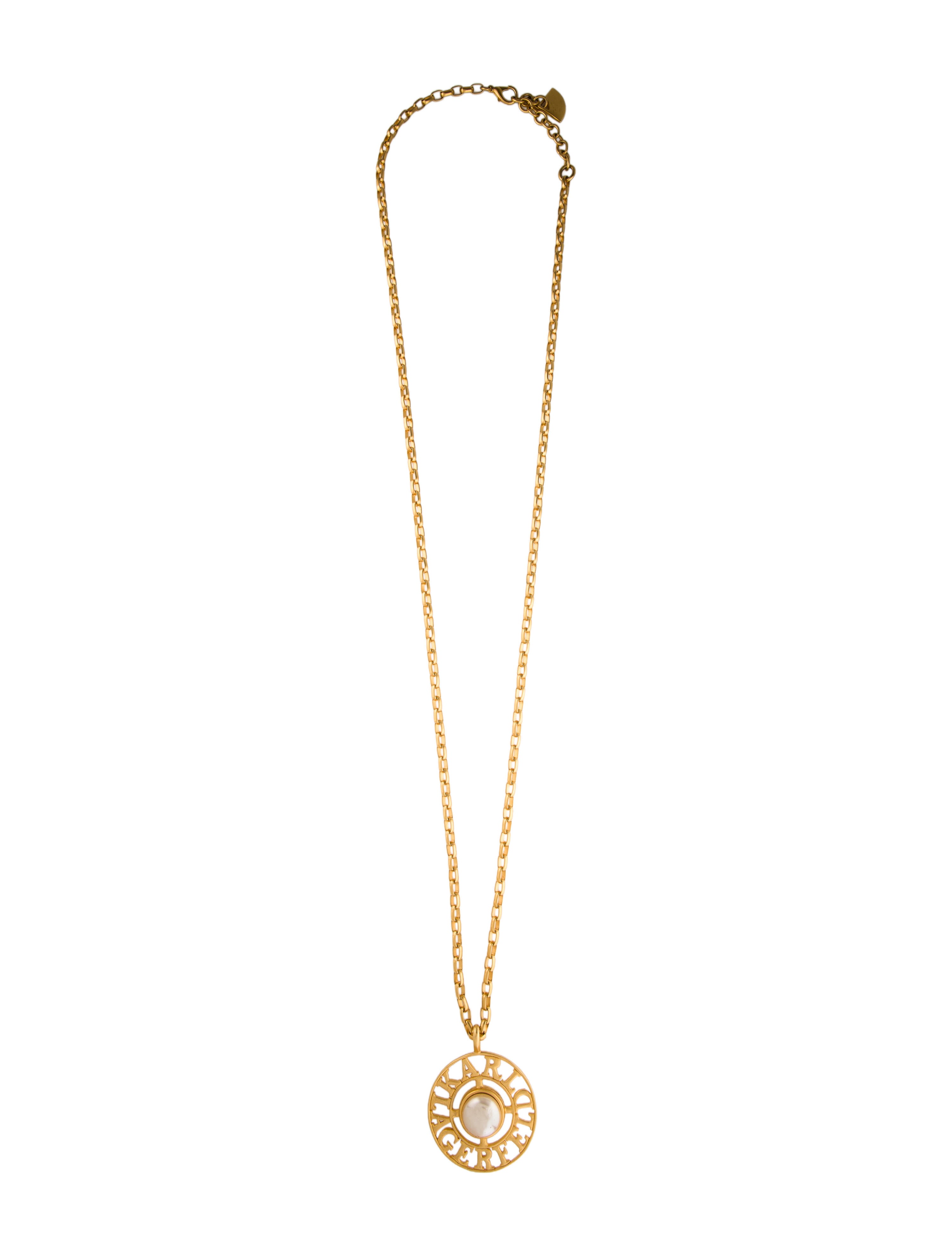 Karl Lagerfeld Vintage Faux Pearl Medallion Pendant Necklace