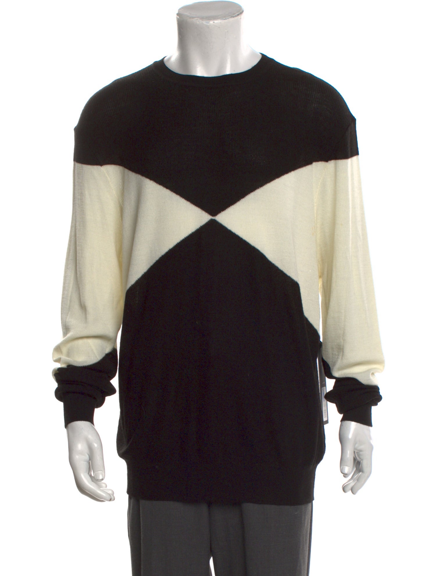 Karl Lagerfeld Colorblock Pattern Crew Neck Pullover