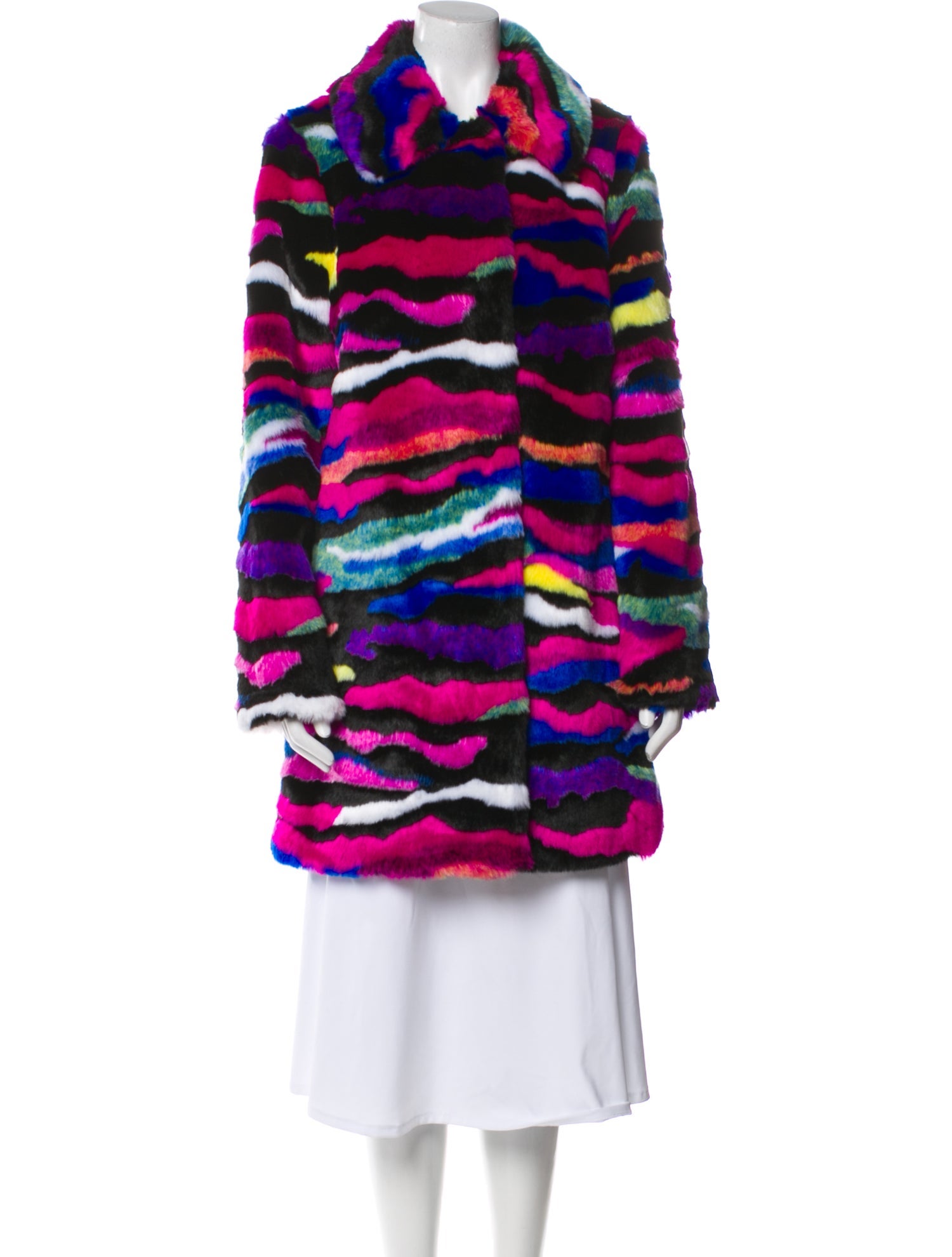 Karl Lagerfeld Faux Fur Printed Faux Fur Coat