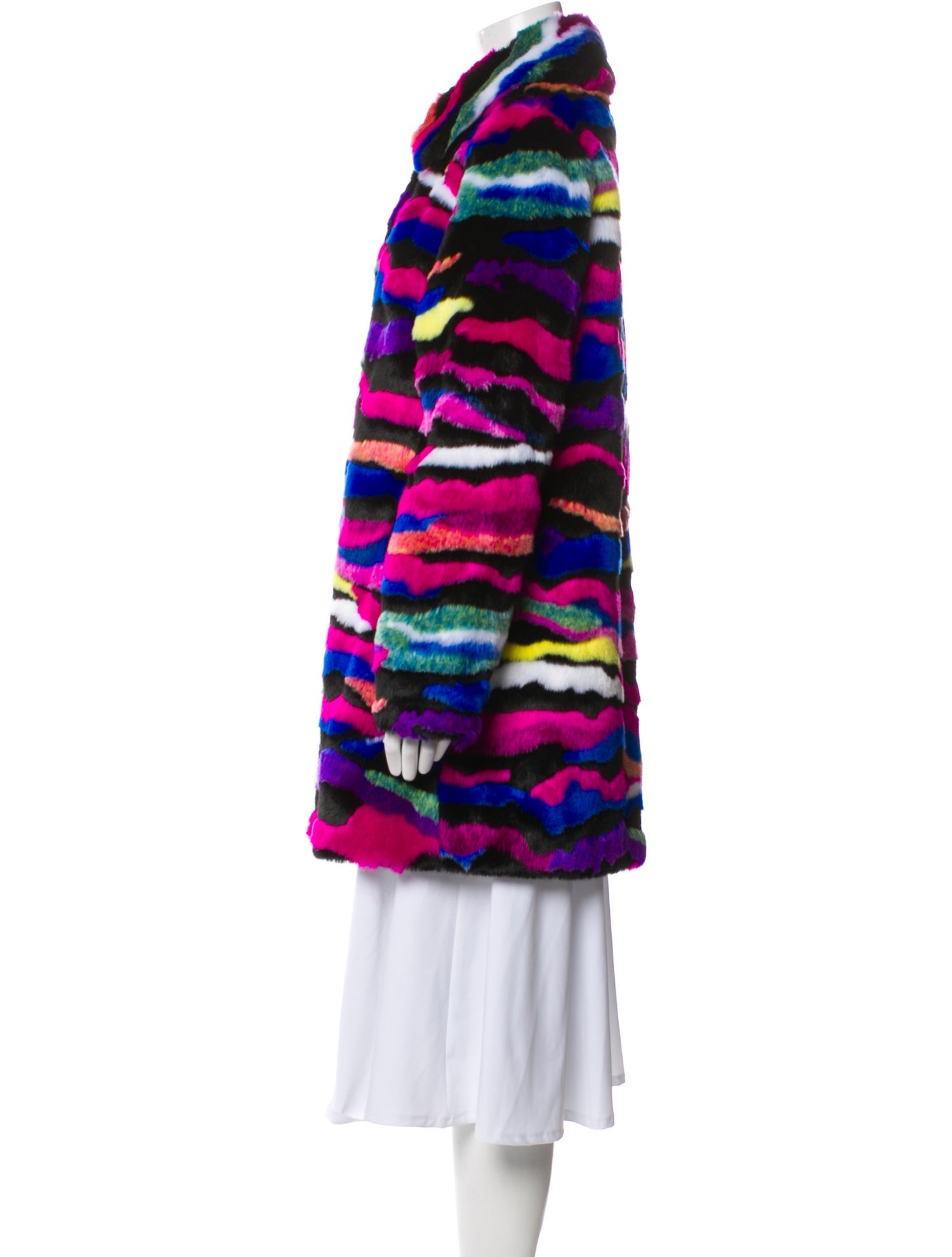 Karl Lagerfeld Faux Fur Printed Faux Fur Coat