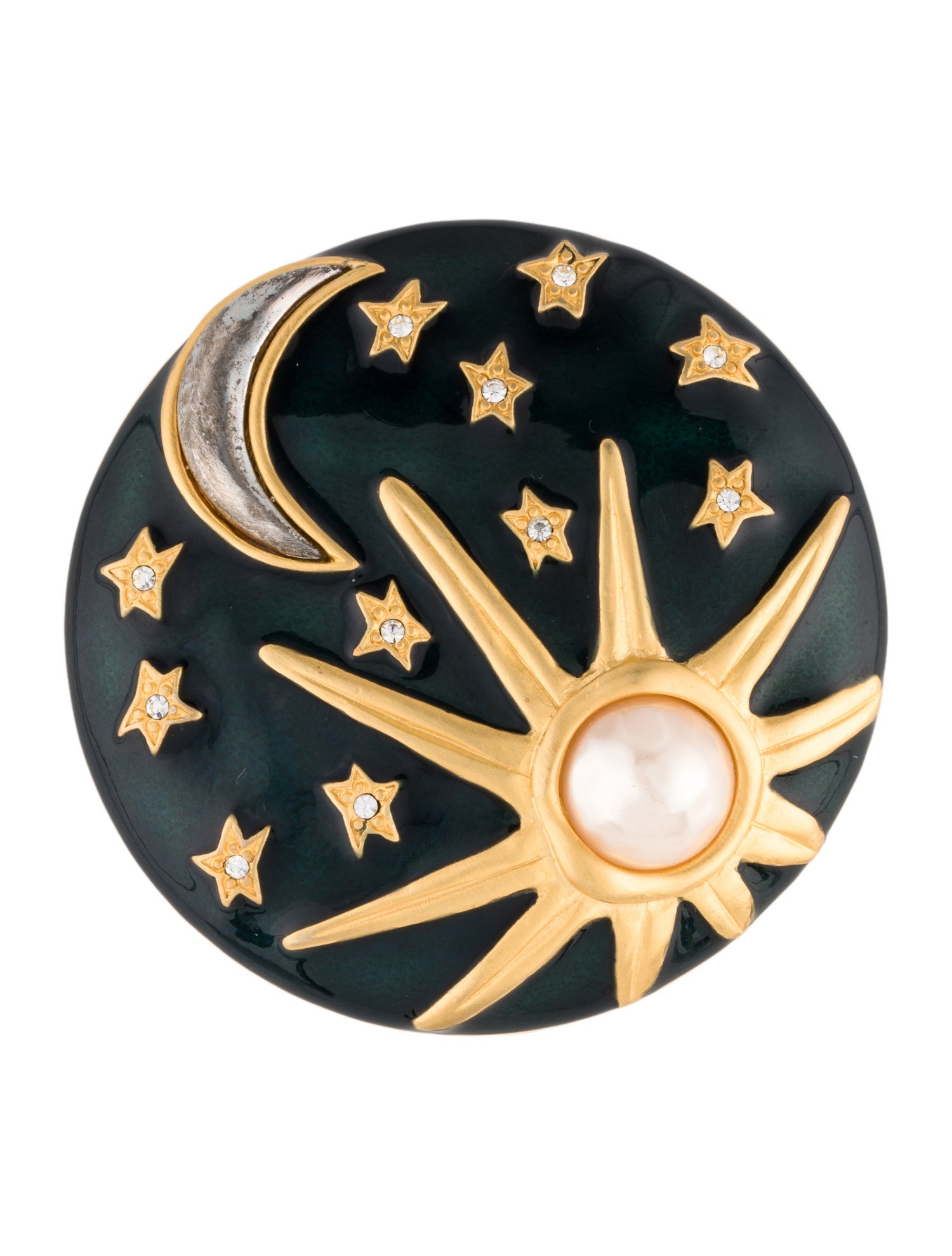 Karl Lagerfeld Faux Pearl & Crystal Sun, Moon & Star Brooch