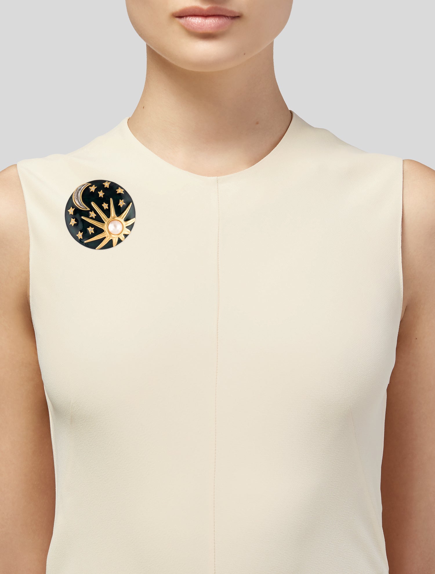 Karl Lagerfeld Faux Pearl & Crystal Sun, Moon & Star Brooch