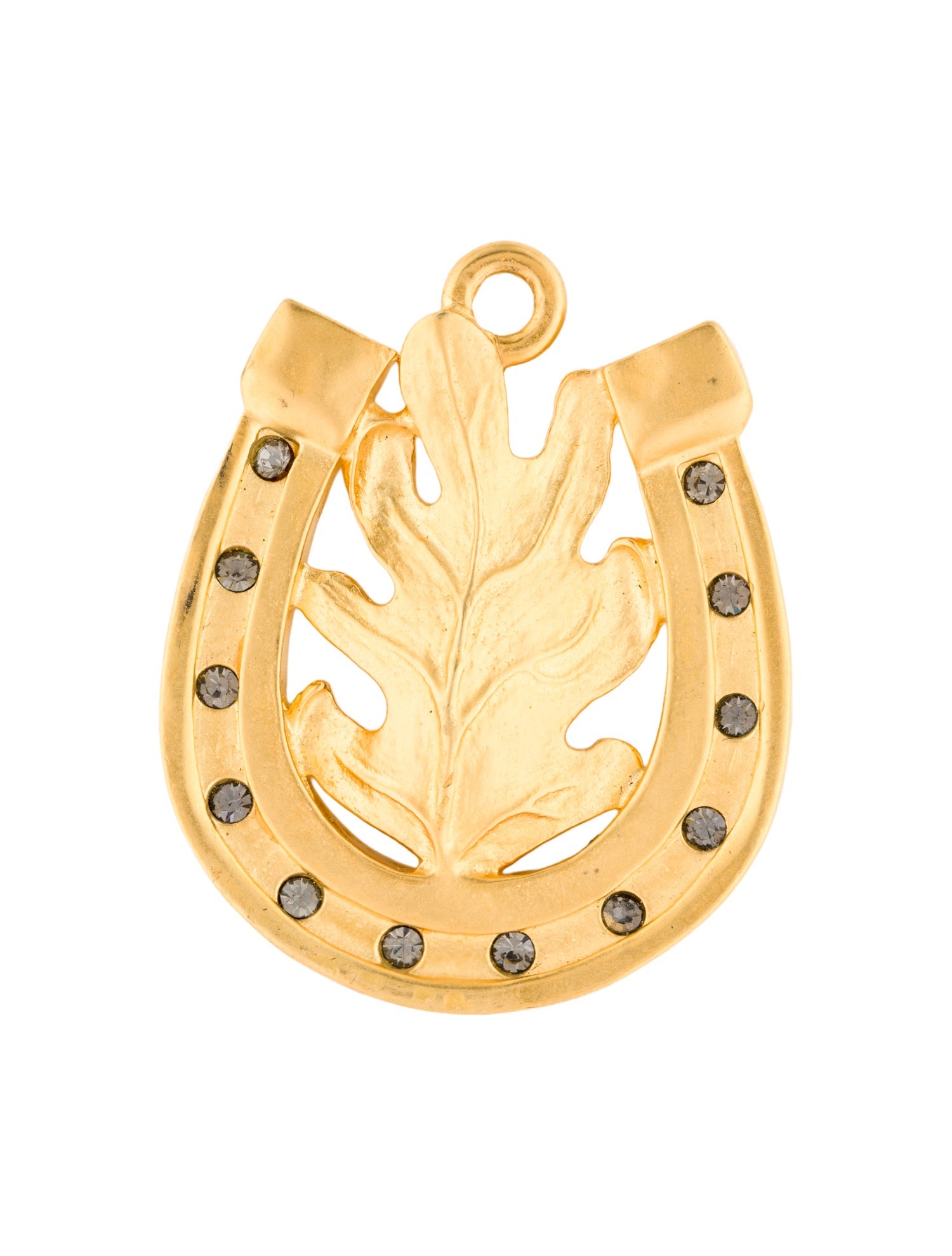 Karl Lagerfeld Crystal Horseshoe And Leaf Pendant