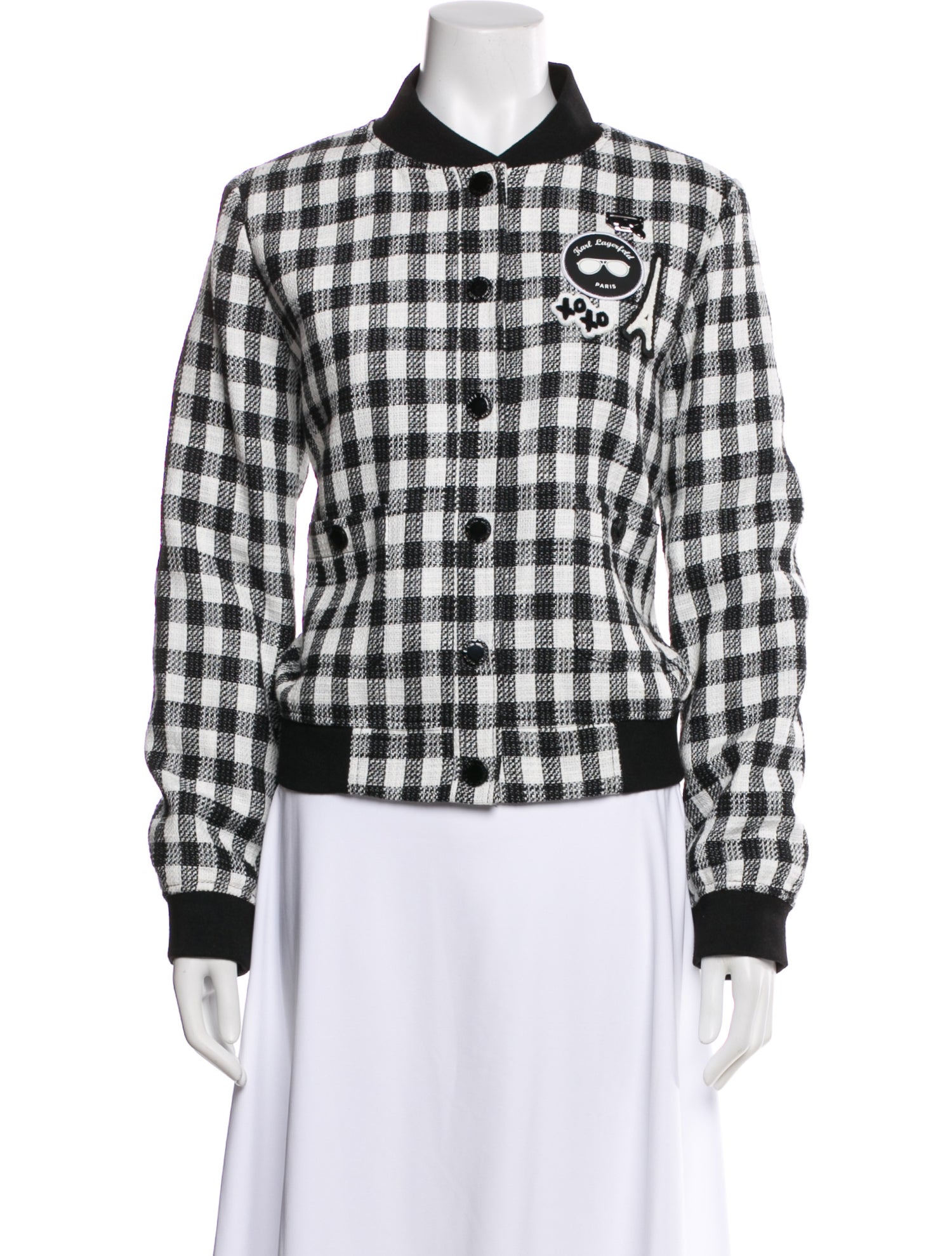 Karl Lagerfeld Plaid Print Bomber Jacket w/ Tags