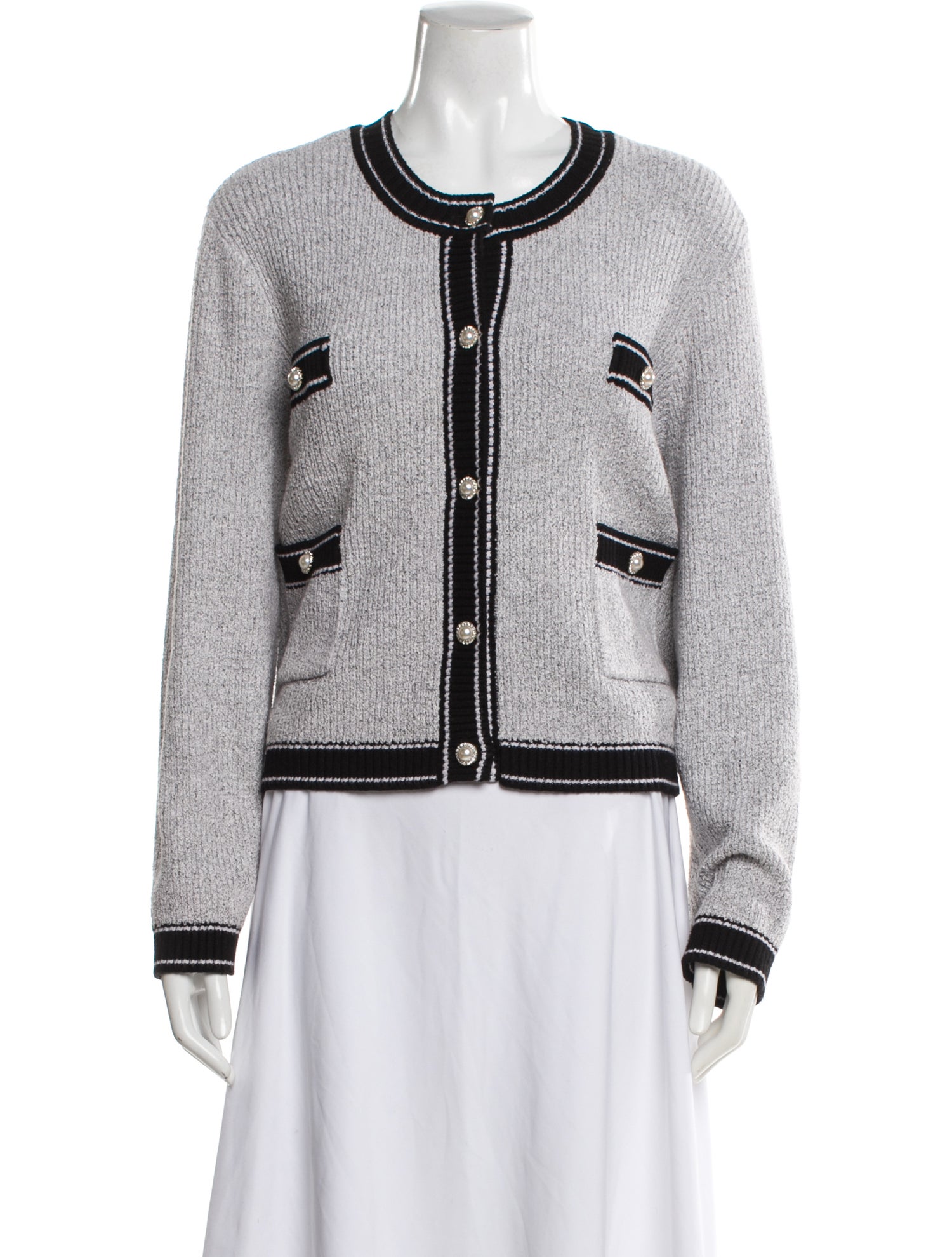 Karl Lagerfeld Colorblock Pattern Scoop Neck Sweater