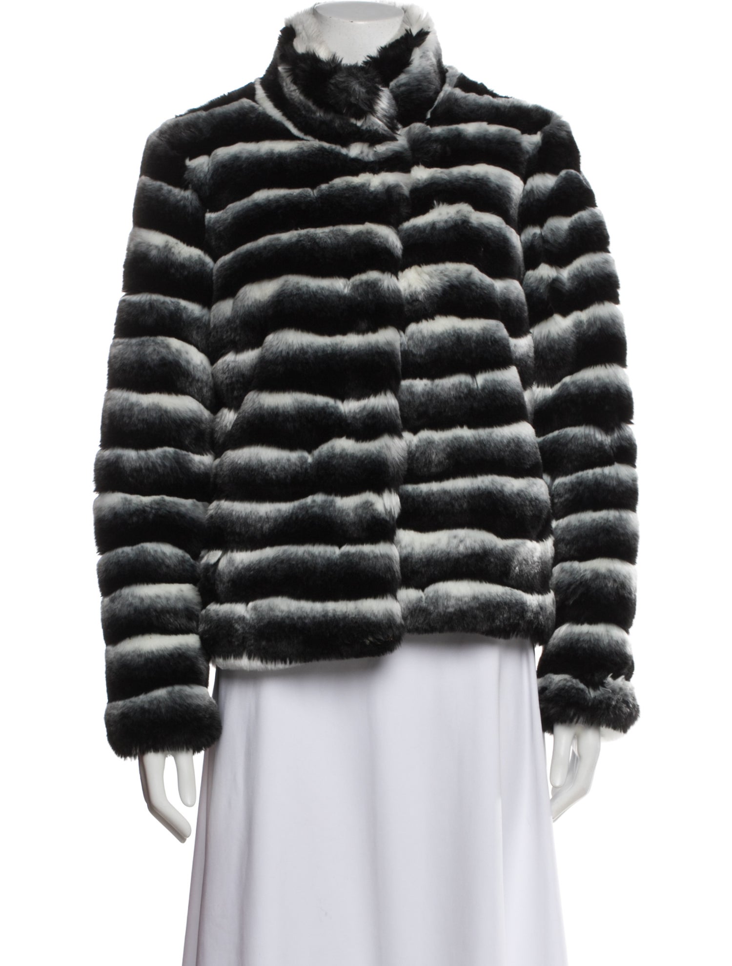 Karl Lagerfeld Striped Faux Fur Jacket