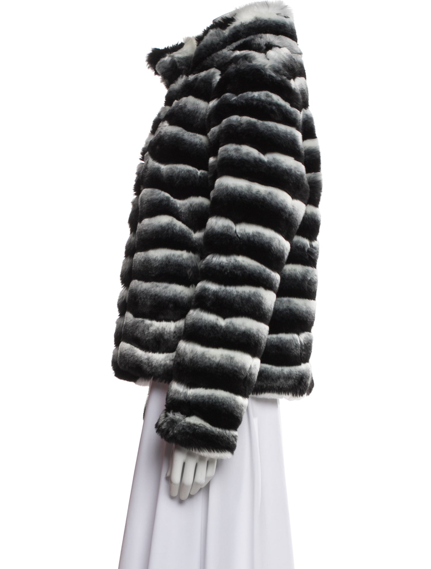 Karl Lagerfeld Striped Faux Fur Jacket