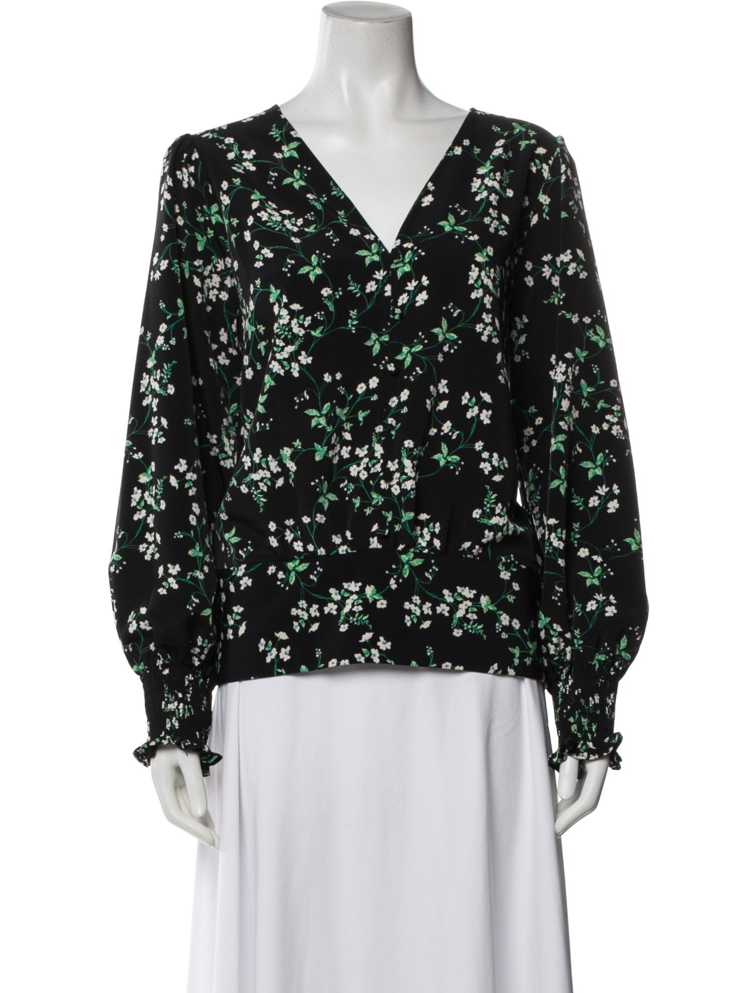 Karl Lagerfeld Floral Print V-Neck Blouse