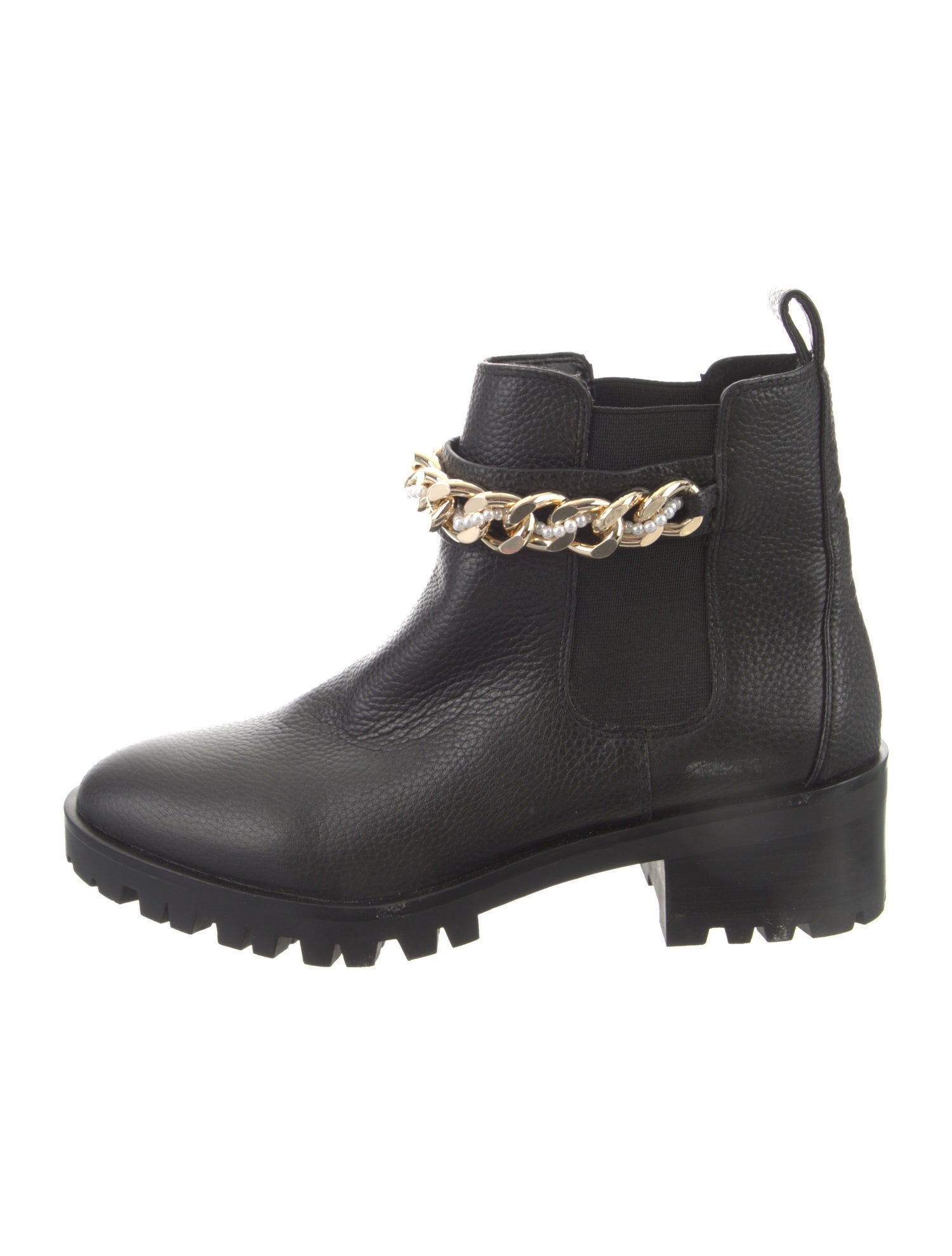 Karl Lagerfeld Faux Pearl Accents Leather Boots