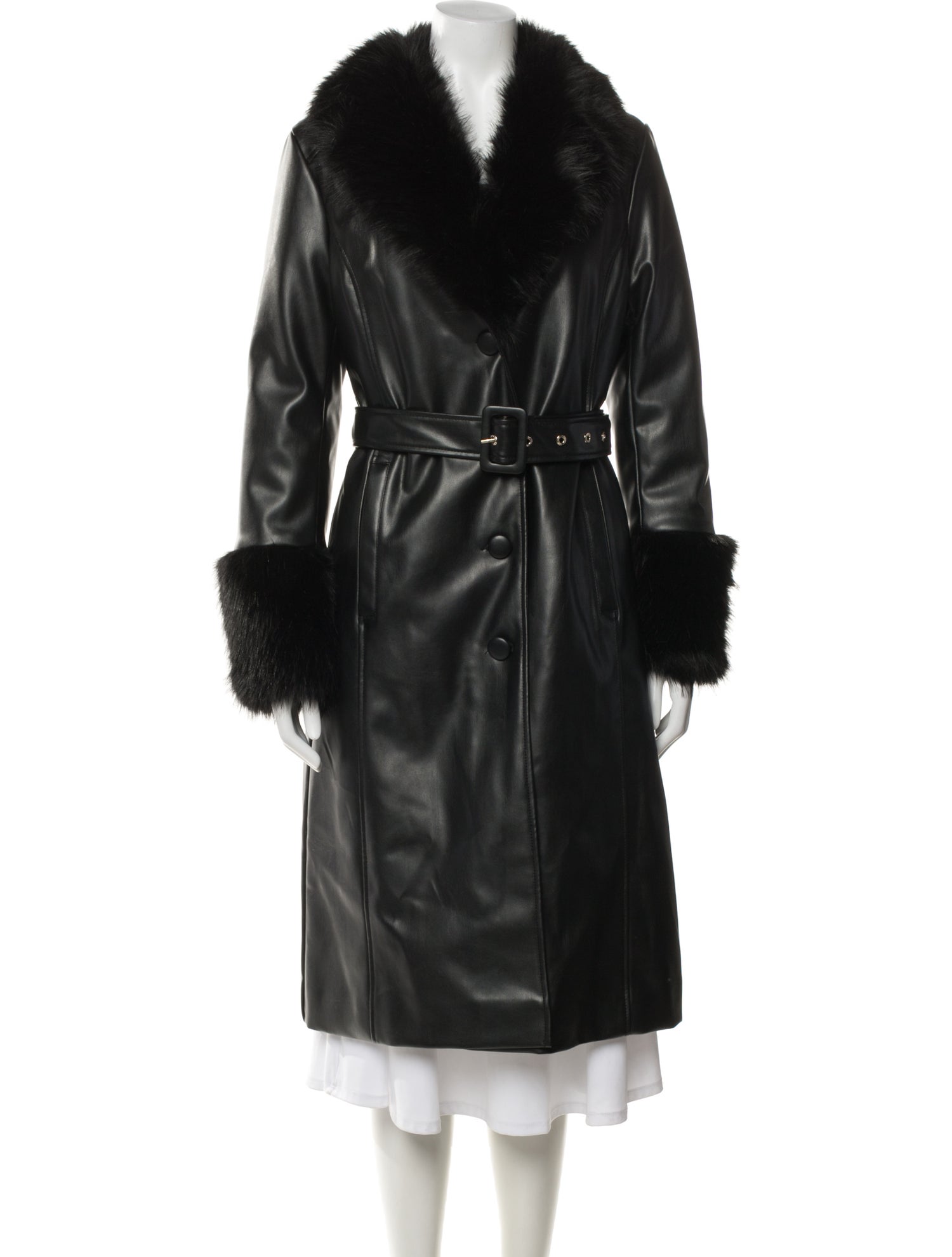 Karl Lagerfeld Faux Leather Faux Fur Coat w/ Tags