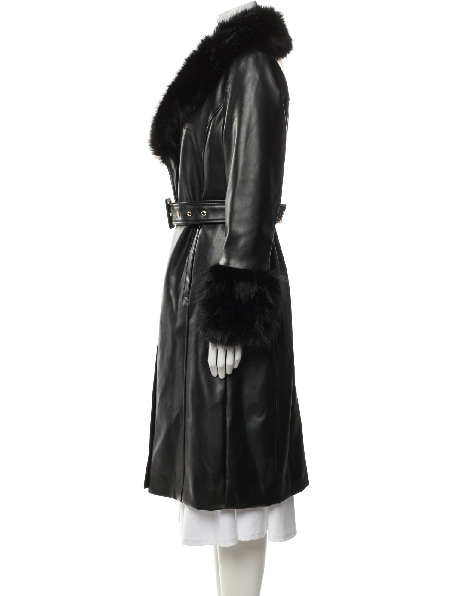 Karl Lagerfeld Faux Leather Faux Fur Coat w/ Tags