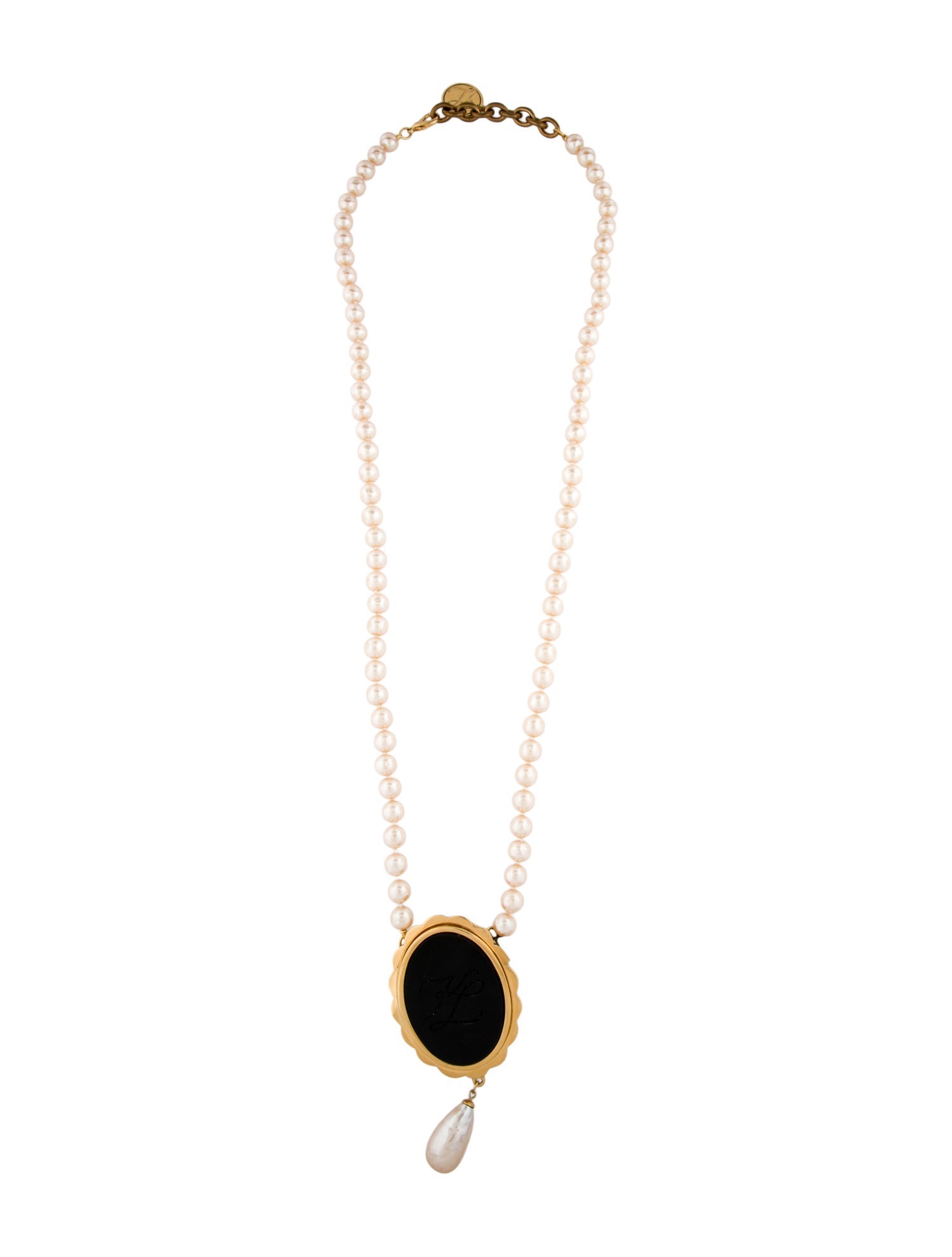 Karl Lagerfeld Vintage Faux Pearl & Glass Pendant Necklace