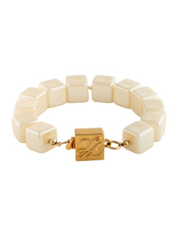Pre-owned Karl Lagerfeld Vintage Faux Pearl Bead Bracelet, 7.25" In White