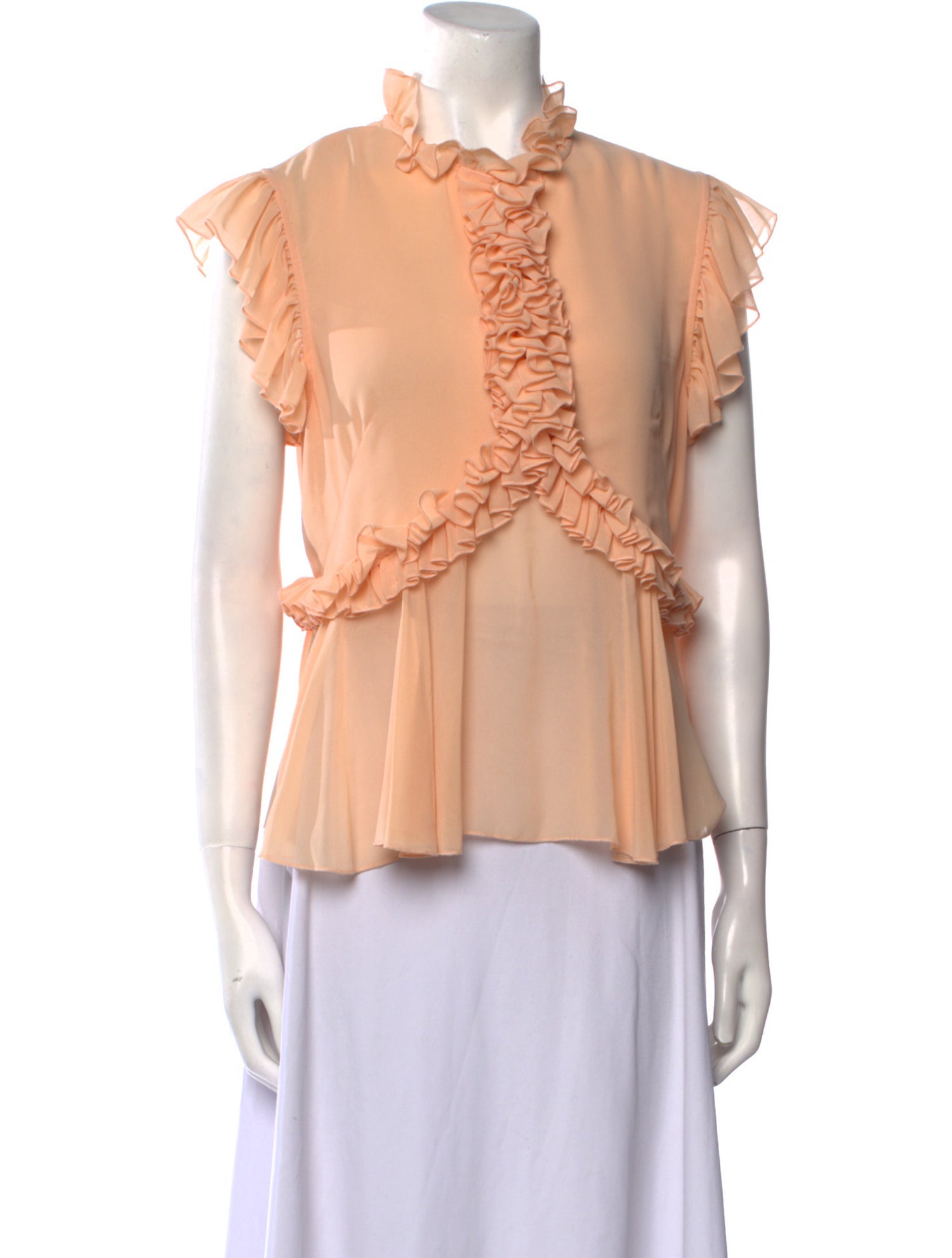 Karen Walker Mock Neck Short Sleeve Blouse