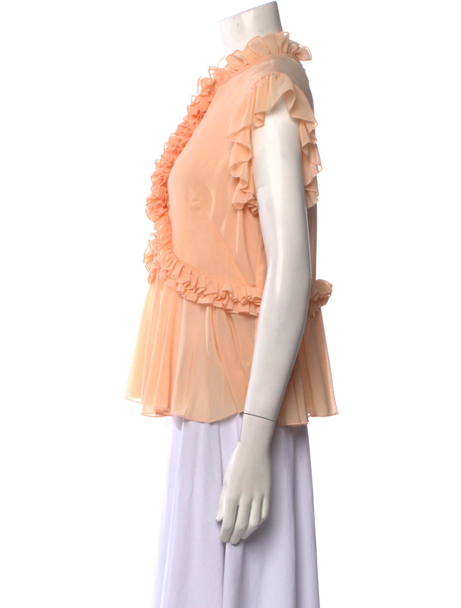 Karen Walker Mock Neck Short Sleeve Blouse