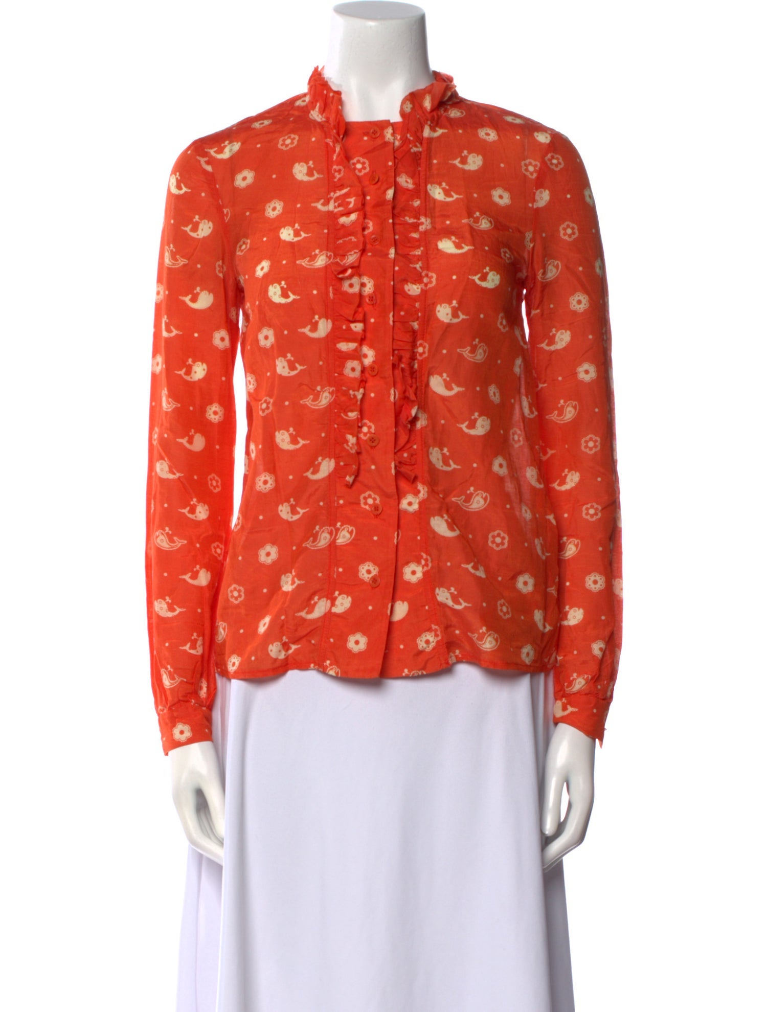 Karen Walker Printed Mock Neck Blouse