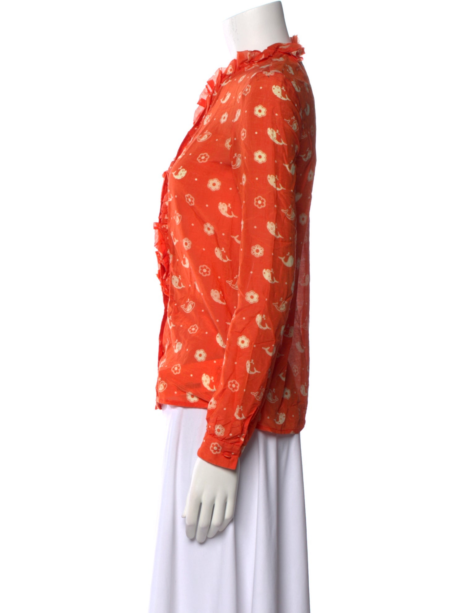 Karen Walker Printed Mock Neck Blouse
