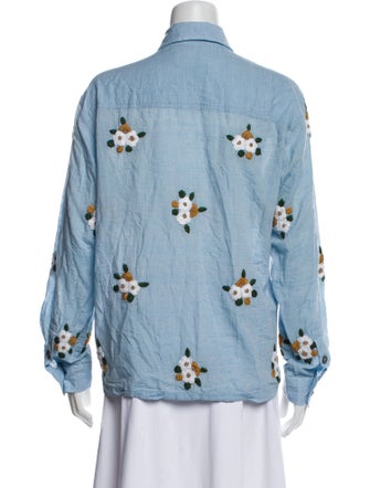 Kartik Research Floral Print Long Sleeve Button-Up Top