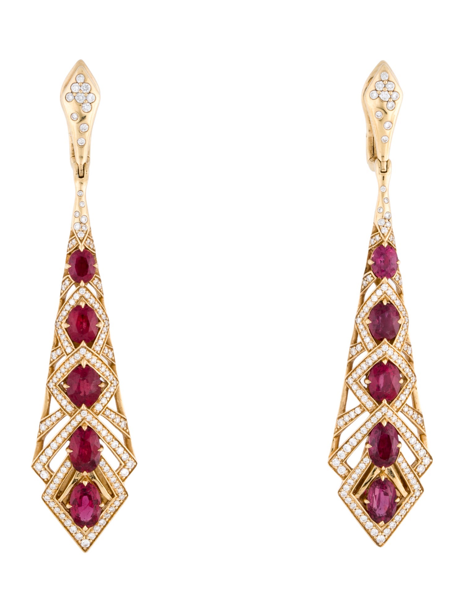 Kat Florence 18K Ruby & Diamond Earclip Drop Earrings