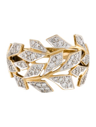 Kat Florence 18K Diamond Leaf Ring