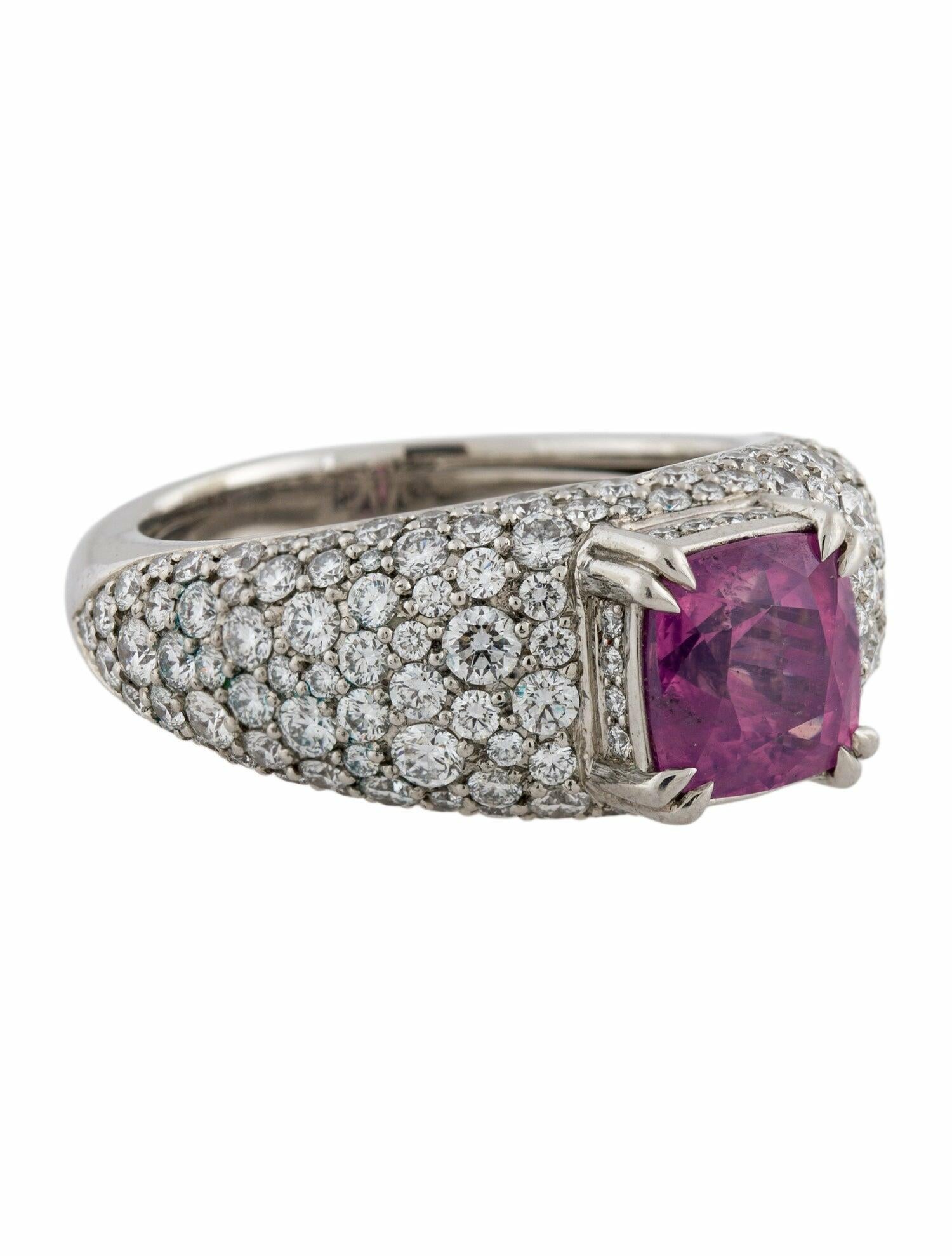 Kat Florence Platinum No-heat 3.03ct Padparadscha Sapphire & Diamond Ring