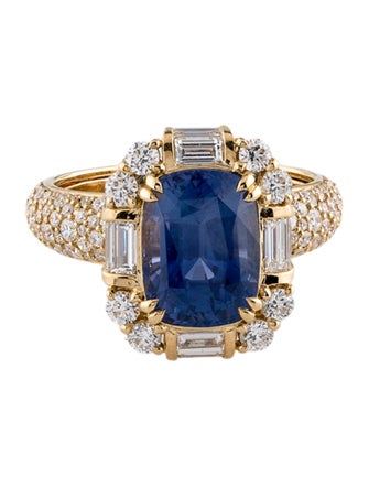 Kat Florence 18K 6.04ct Unheated Ceylon Sapphire & Diamond Cocktail Ring