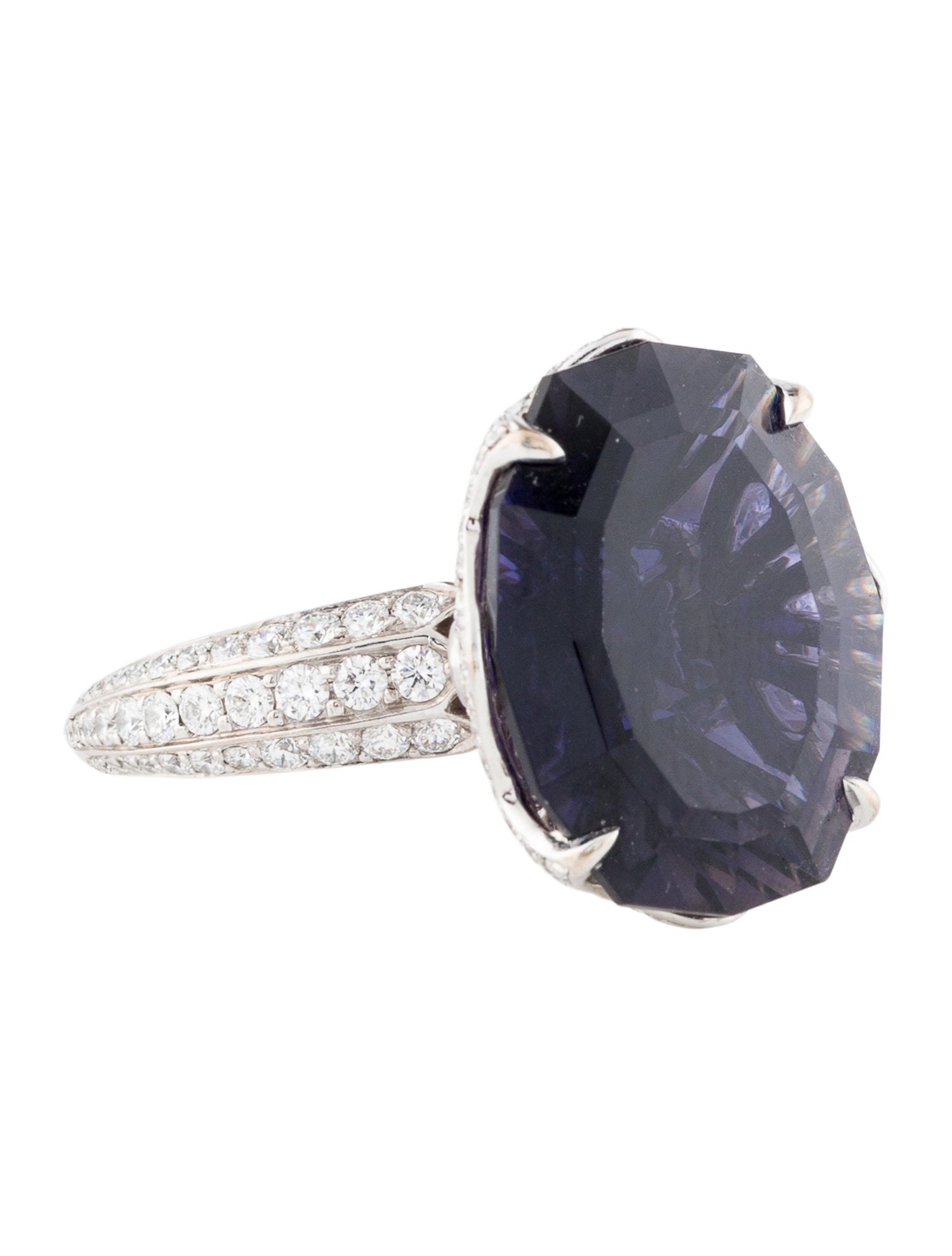 Kat Florence 18K Iolite & Diamond Cocktail Ring