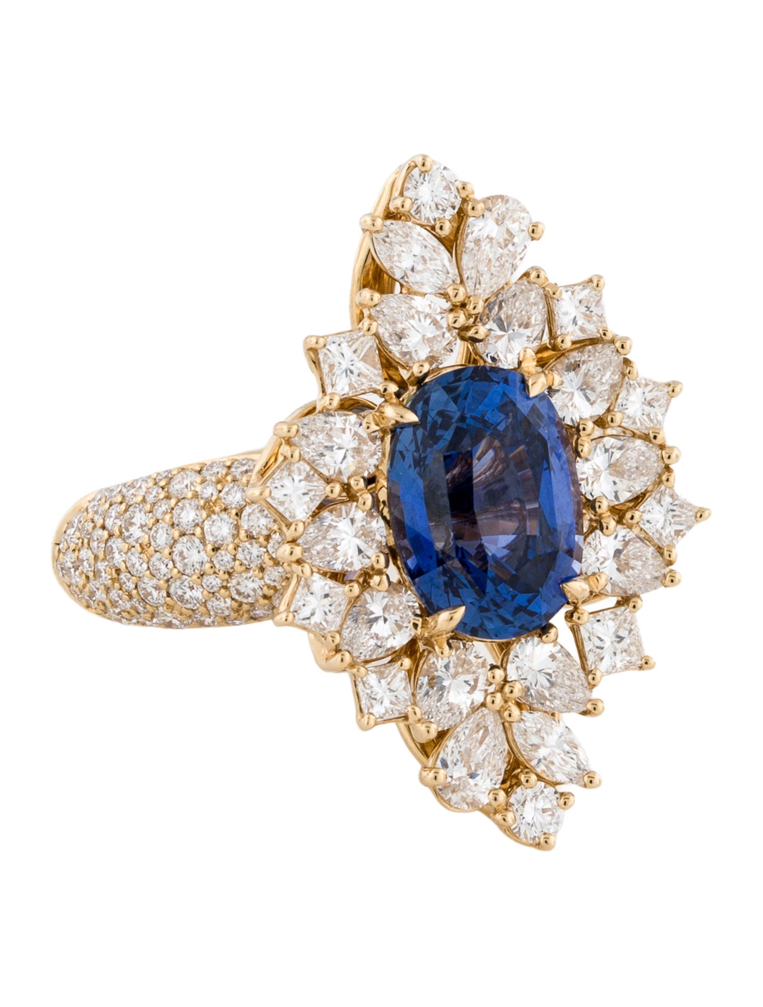 Kat Florence 18K 3.28ct Unheated Sapphire & Diamond Cocktail Ring