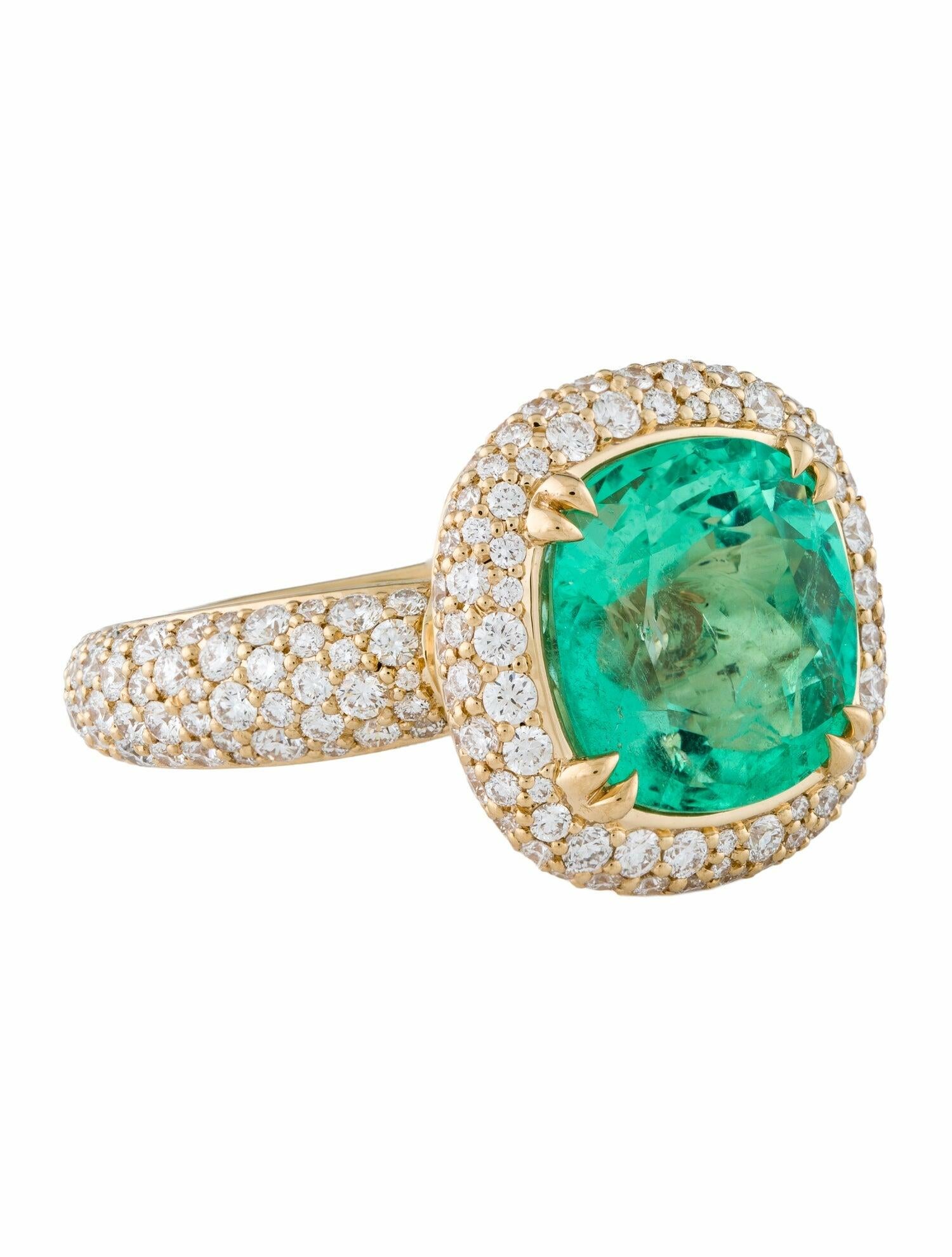 Kat Florence 18K 7.97ct Colombian Emerald & Diamond Cocktail Ring