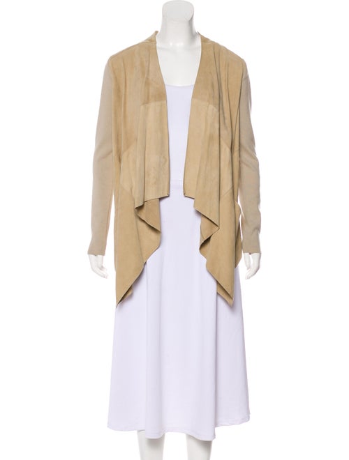 Kaufmanfranco Suede Open-Front Cardigan Tan