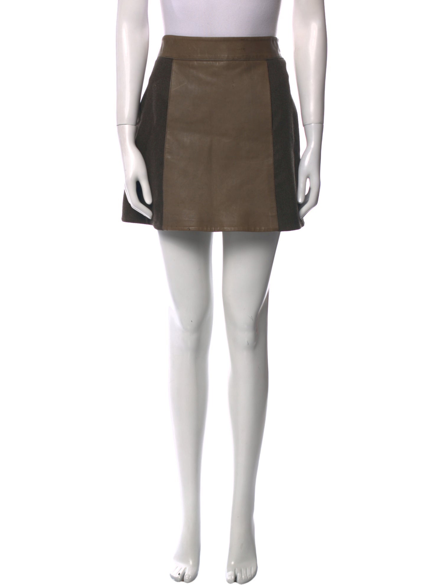 KAUFMANFRANCO Leather Trim Embellishment Mini Skirt