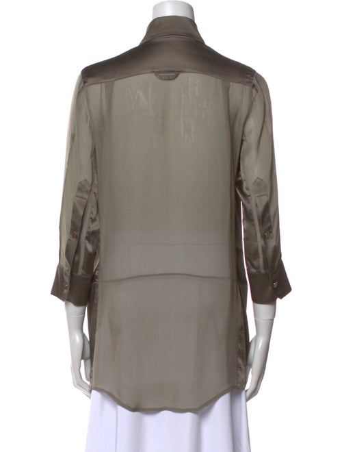 KAUFMANFRANCO Silk Three-Quarter Sleeve Button-Up Top