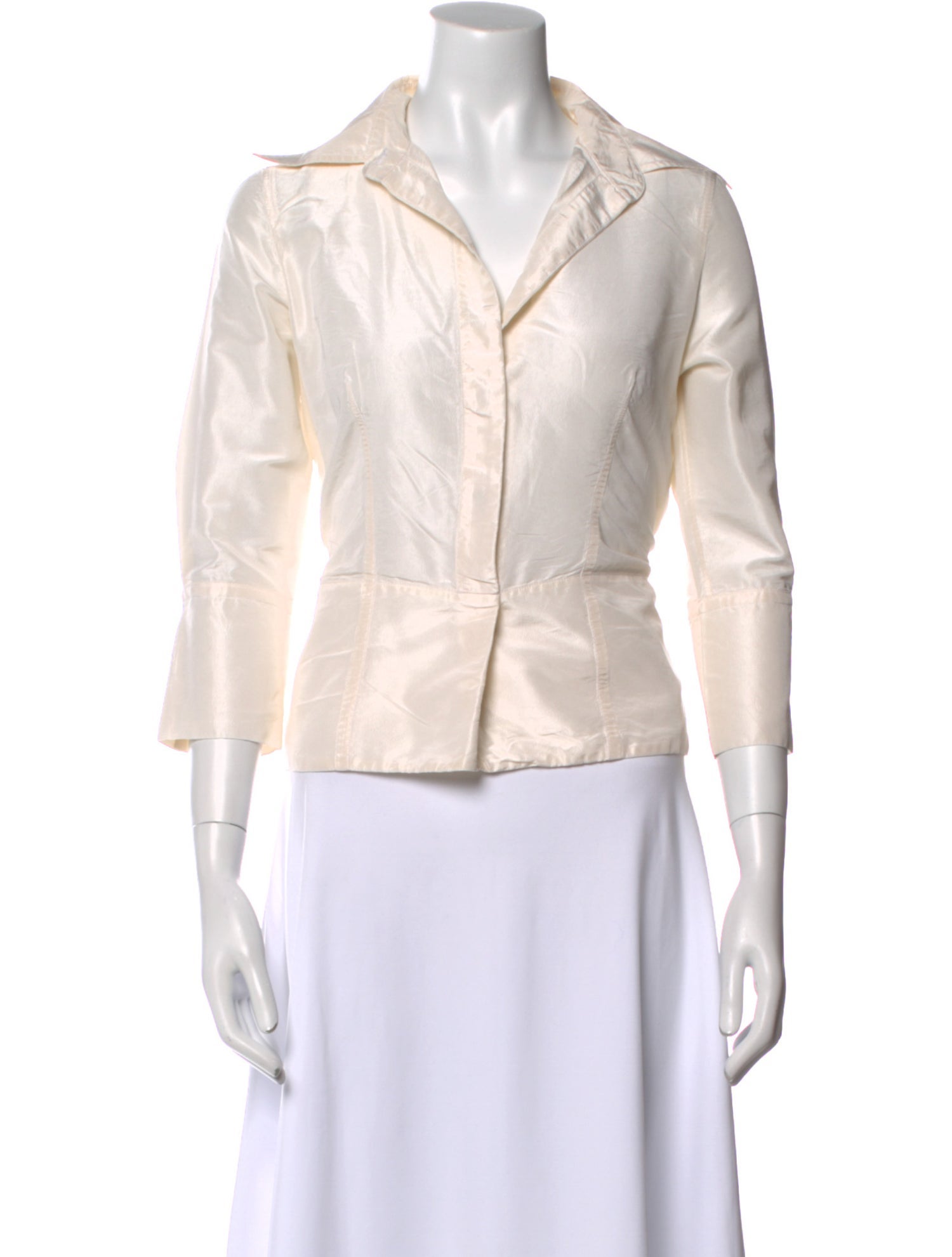 KAUFMANFRANCO Silk V-Neck Button-Up Top