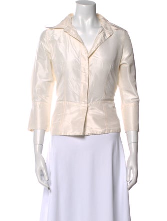 KAUFMANFRANCO Silk V-Neck Button-Up Top