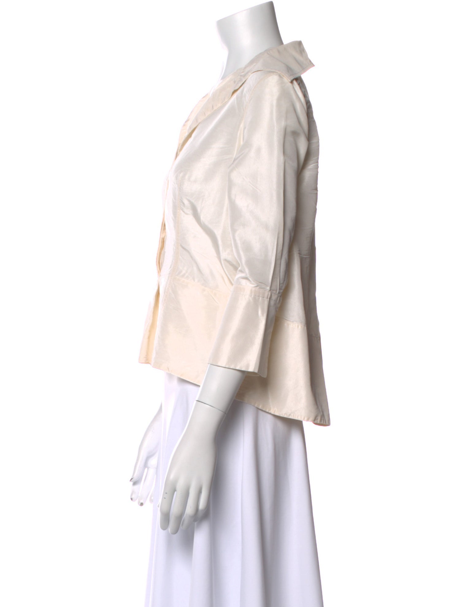 KAUFMANFRANCO Silk V-Neck Button-Up Top