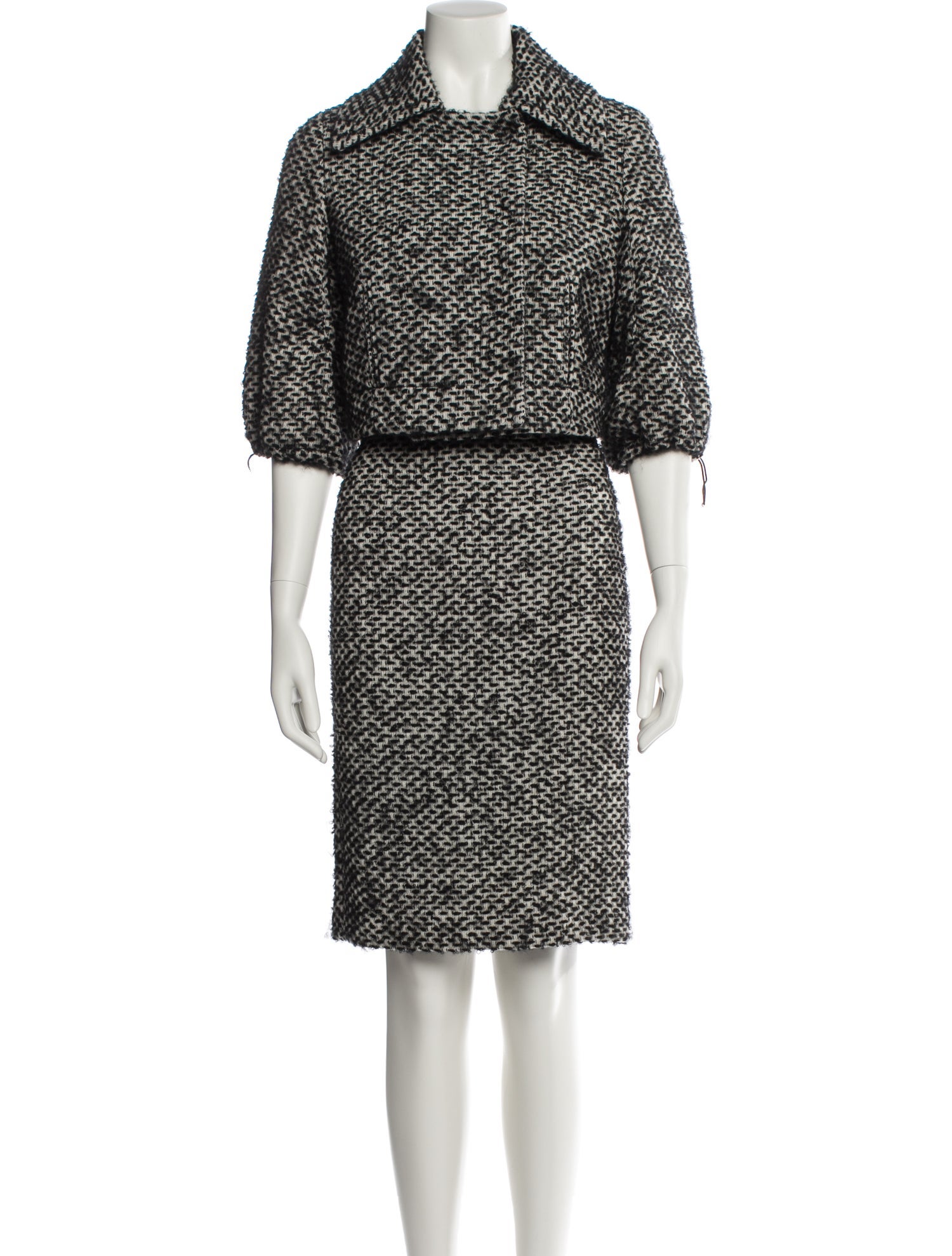 KAUFMANFRANCO Wool Tweed Pattern Skirt Suit