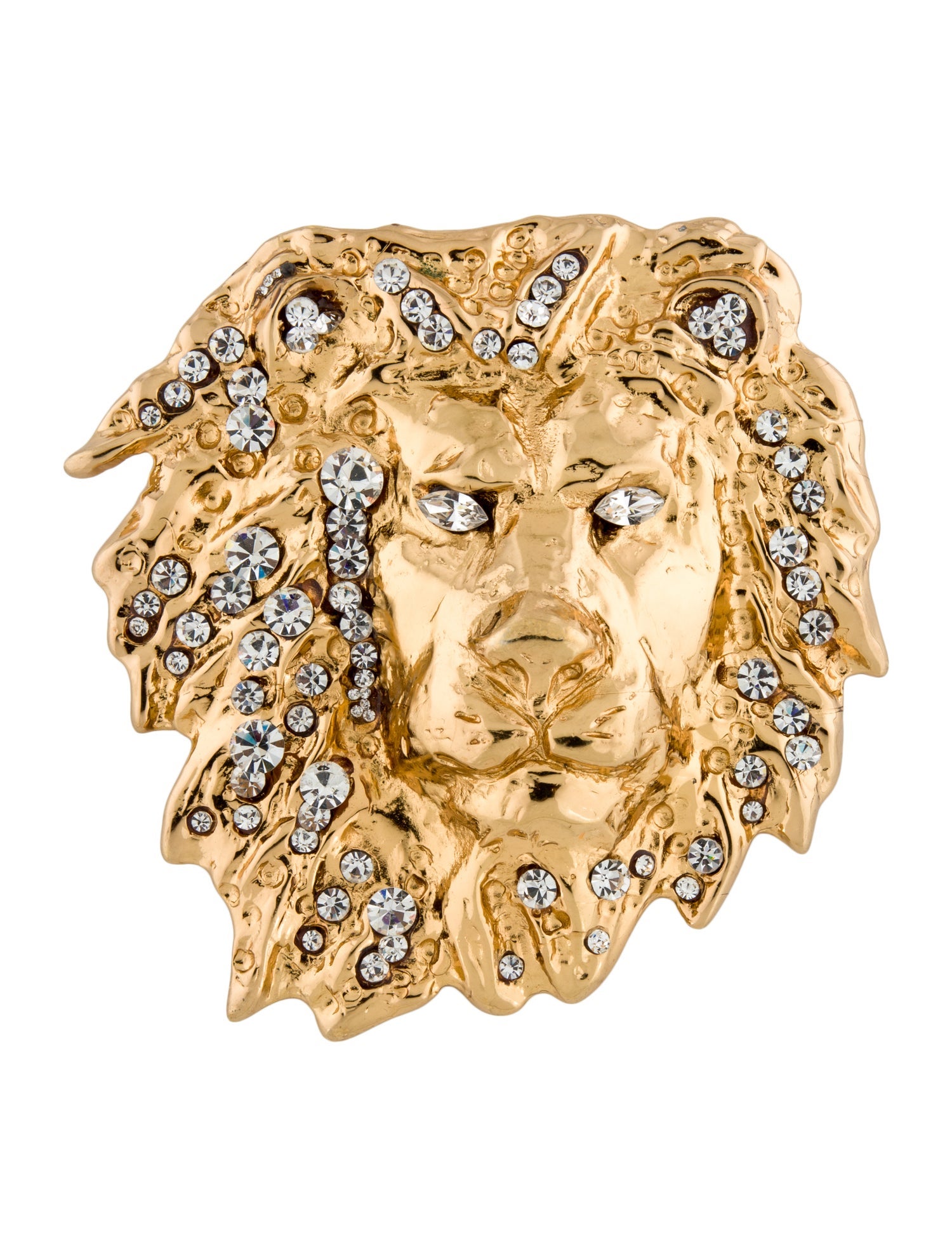 Kathrine Baumann Crystal-Embellished Lion Head Belt Buckle
