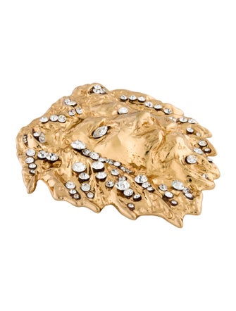 Kathrine Baumann Crystal-Embellished Lion Head Belt Buckle