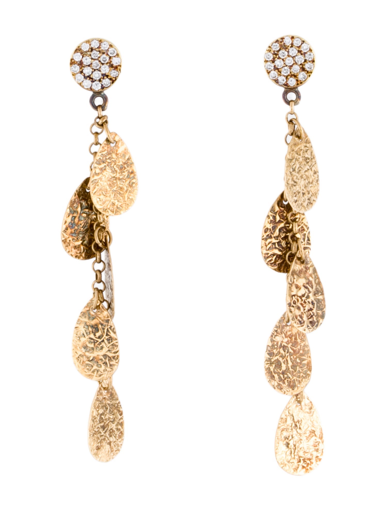 KC Designs 14K Diamond Hammered Teardrop Drop Earrings