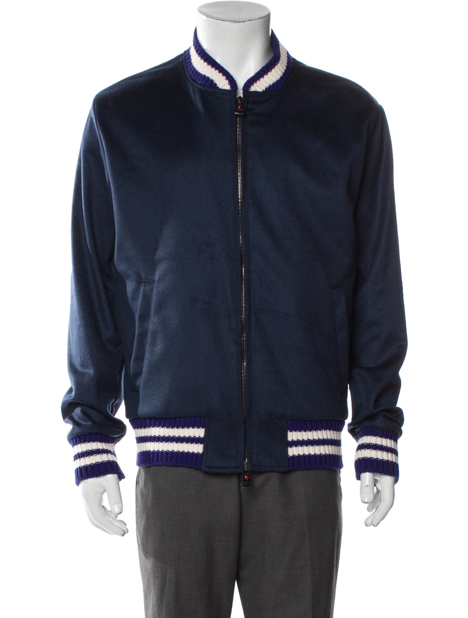 Kired Cashmere Striped Bomber Jacket