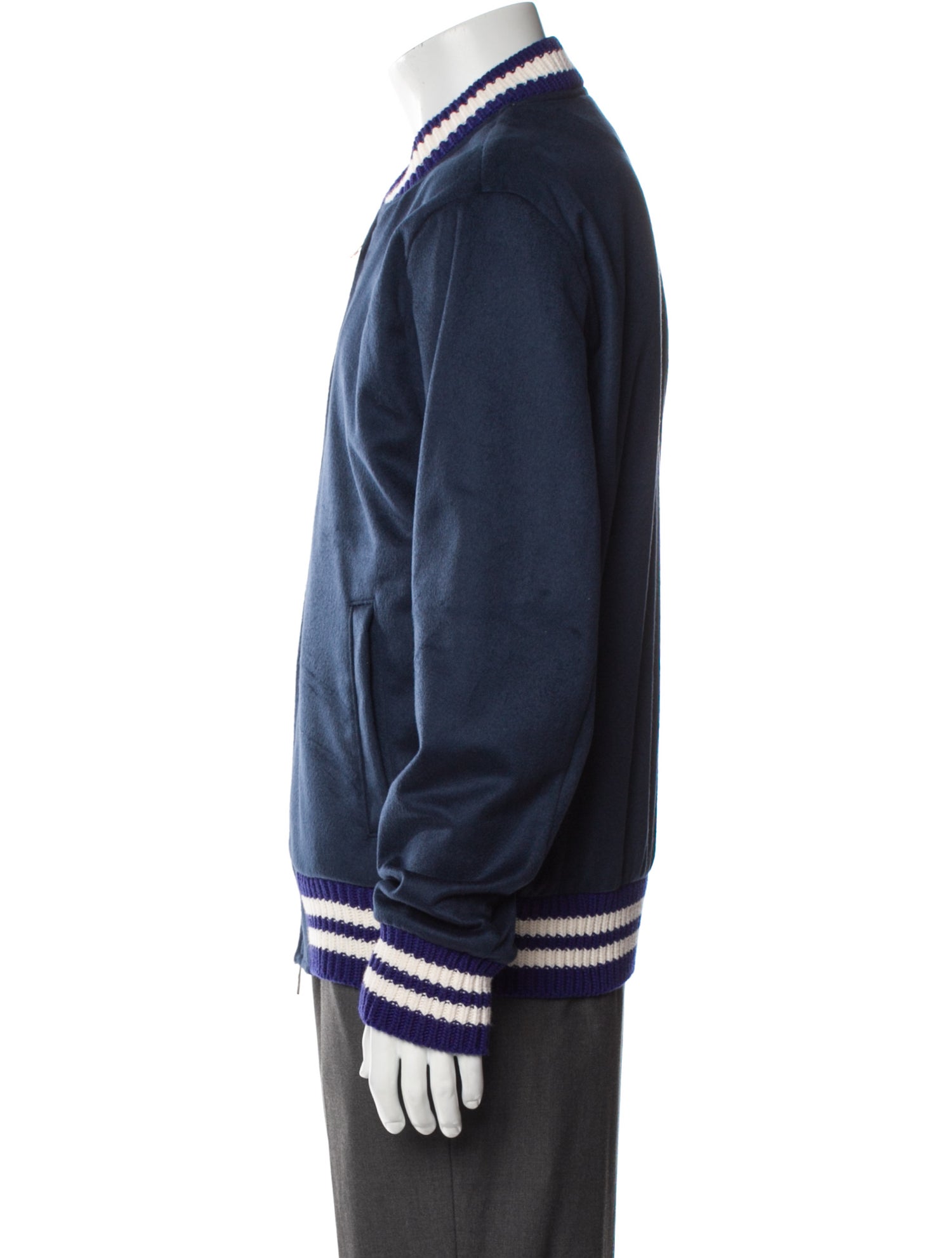 Kired Cashmere Striped Bomber Jacket