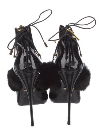 Kendall Miles Patent Leather Fur Trim Pumps