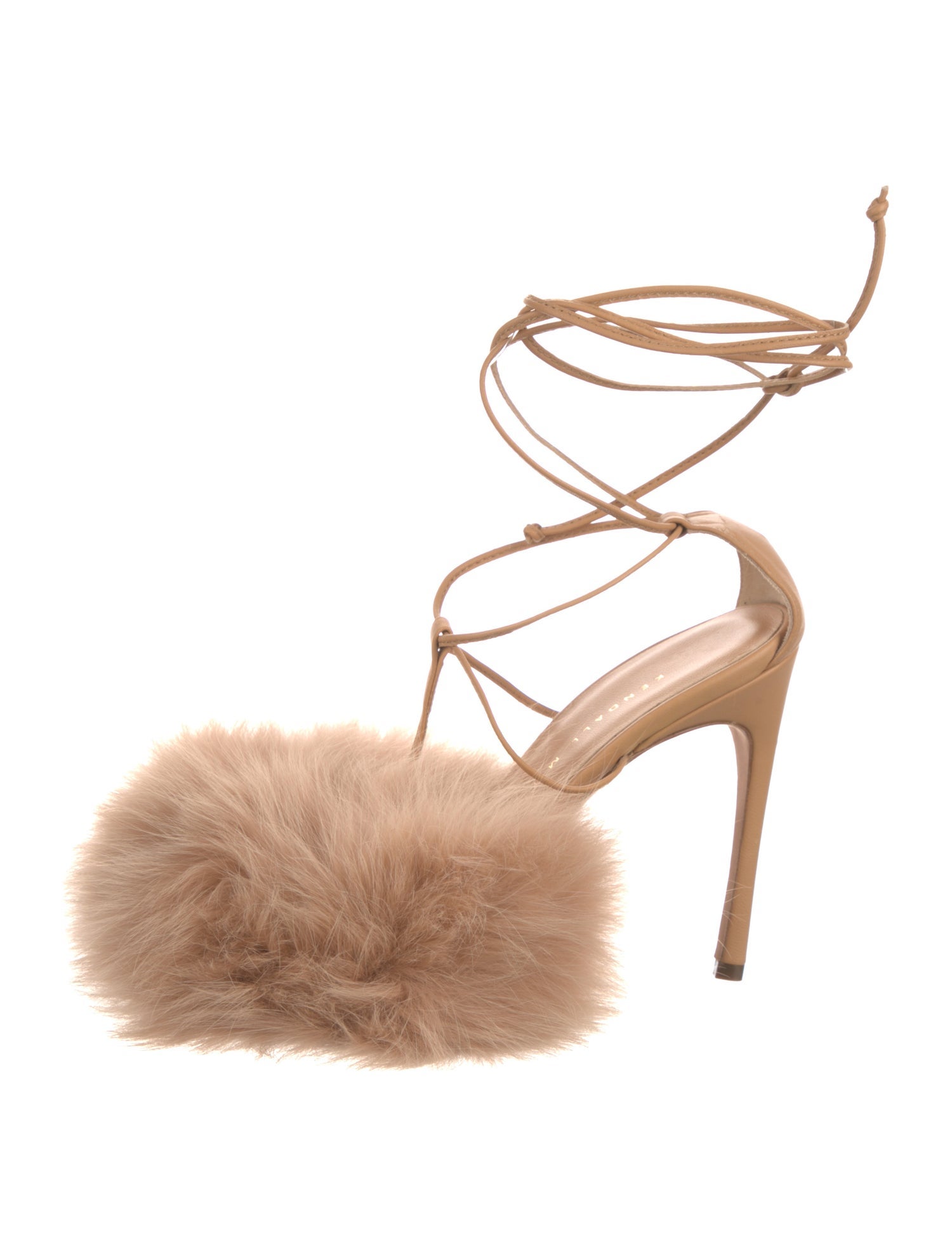 Kendall Miles Leather Fur Trim Gladiator Sandals