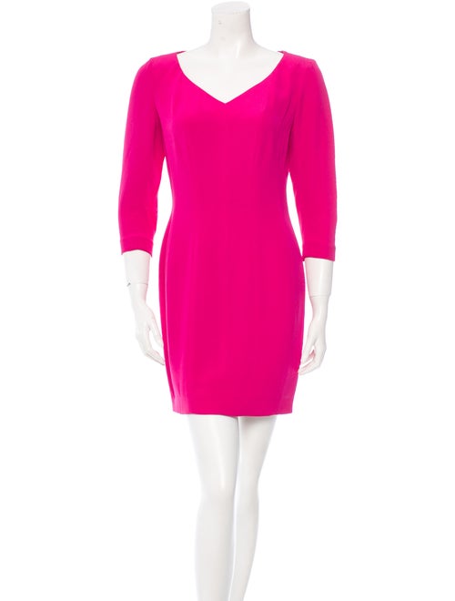Kenzo Vintage V-Neck Long Sleeve Dress Magenta